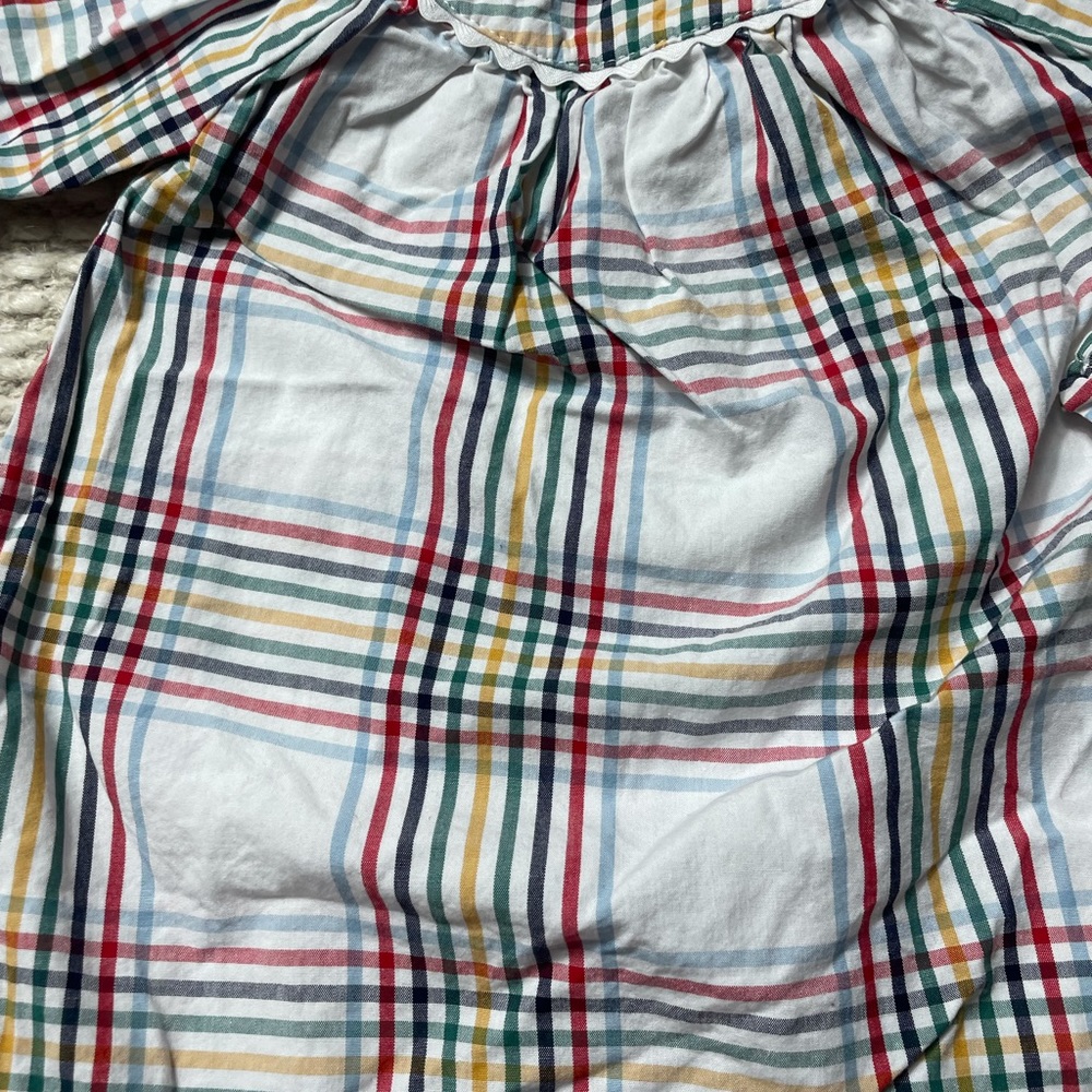 Hanna Andersson Baby 3-6 Months Plaid Long Sleeve Blouse White Red Yellow Green - Picture 3 of 7